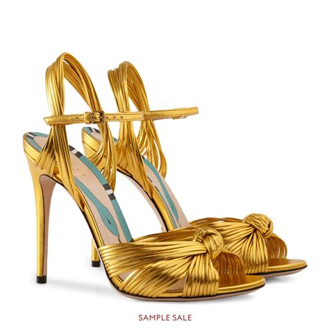 gucci gold block heel sandal|Gucci sandals numeran marcus.